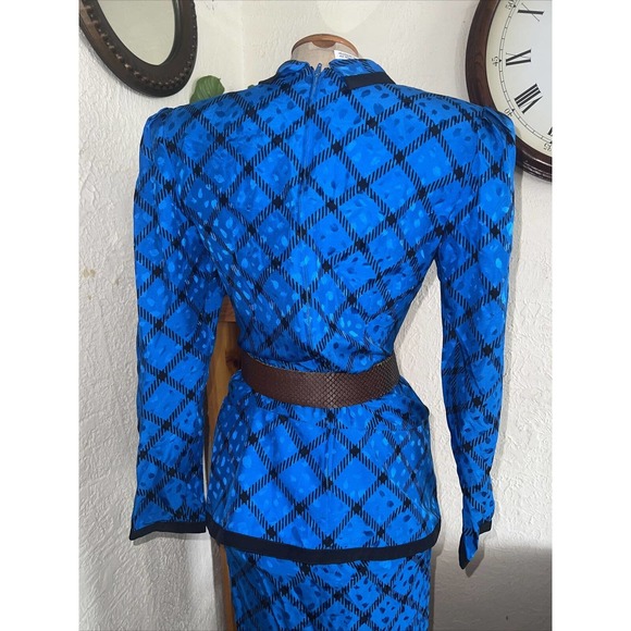 VINTAGE 80s/90s Maggie London 100% Silk 2 Pieces Skirt Set Women - Picture 7 of 12